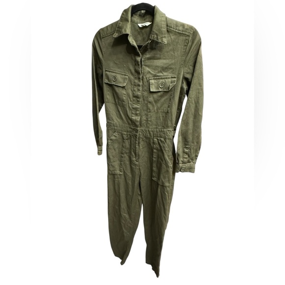 Max Studio Women’s Military Cargo Jumpsuit in Olive Green, Sz XS - Picture 1 of 6